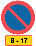 Parkeringsförbud gäller mellen kl. 8 till 17 på vardagar